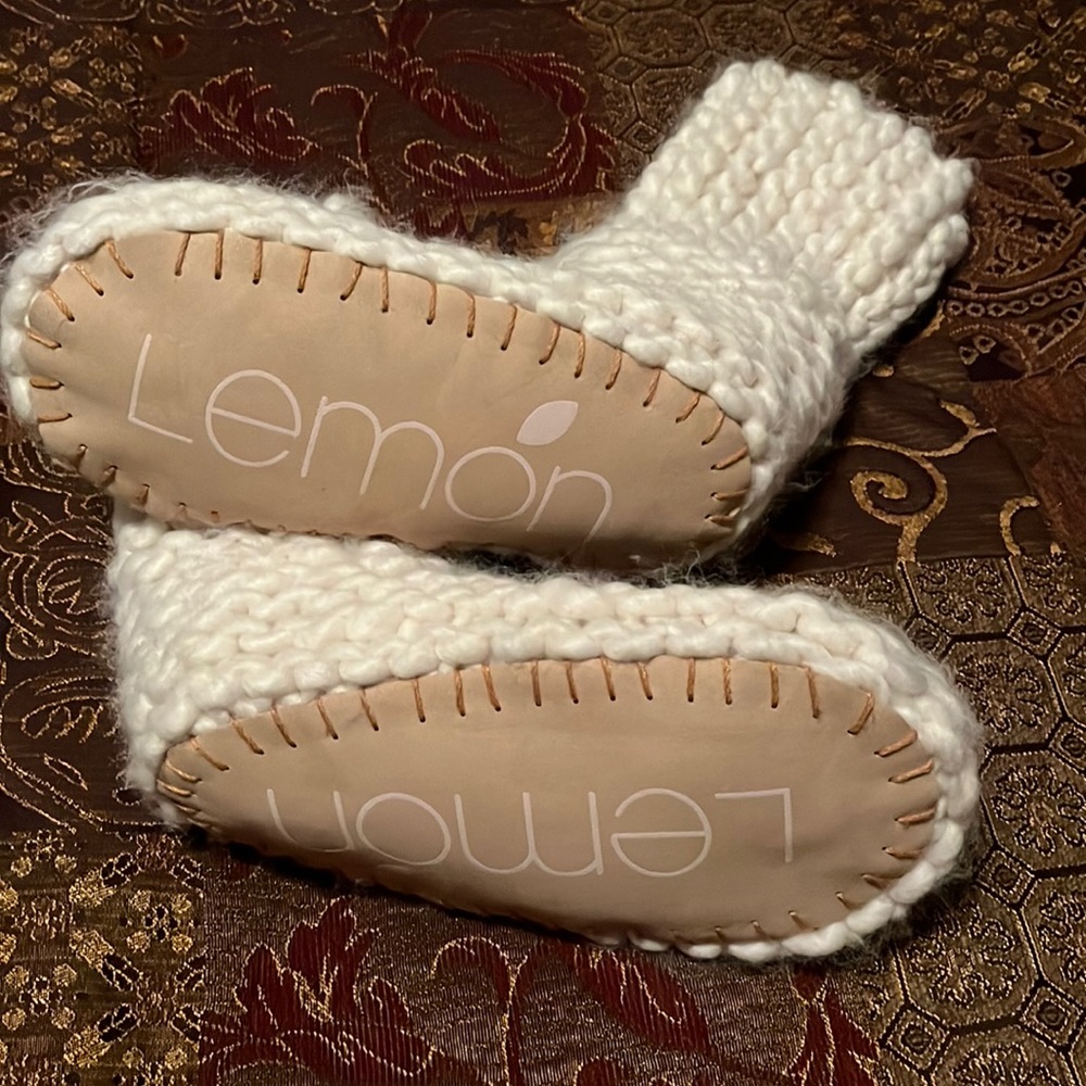 Lemon Crochet Sweater High Slippers